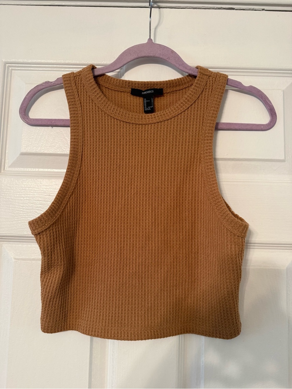 Forever 21 Camel Ribbed Cropped Tank Top
